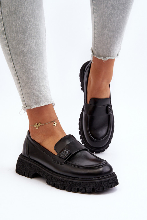 Dámské mokasíny s černým páskem Flanila