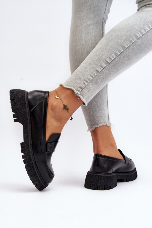 Dámské mokasíny s černým páskem Flanila