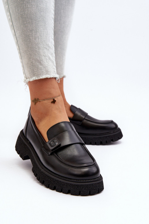 Dámské mokasíny s černým páskem Flanila