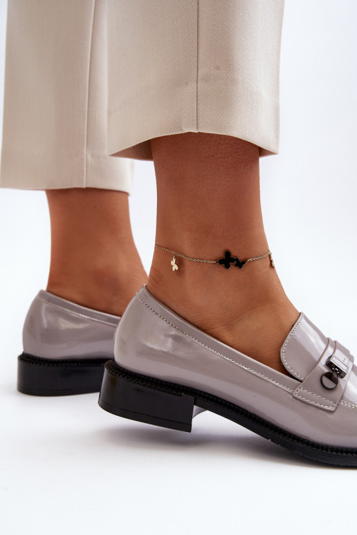 Dámské lakované mokasíny šedé Nerilaja