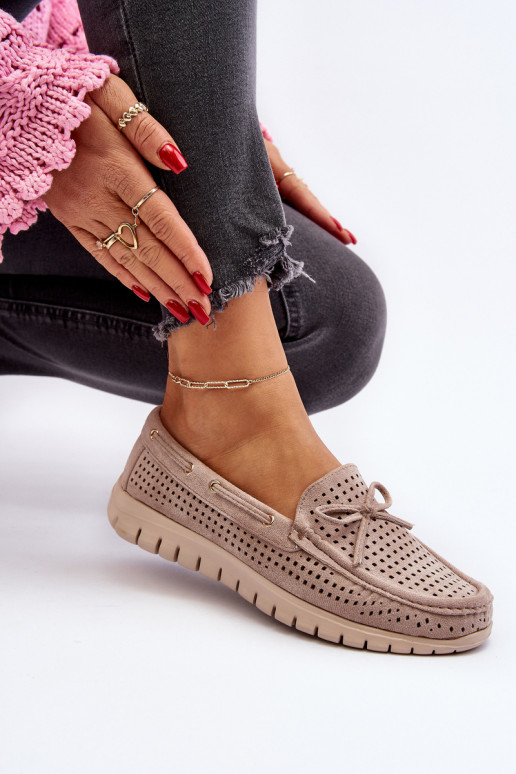 Dámské mokasíny s mašlí béžové Reece