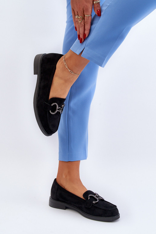 Dámské semišové mokasíny s ozdobou Černé Echonesa