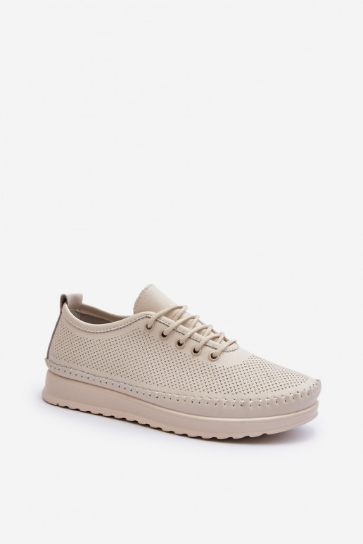 Kožené Sportovní Dámské Tenisky Beige Lalnai Kožené Sportovní Dámské Tenisky Beige Lalnai