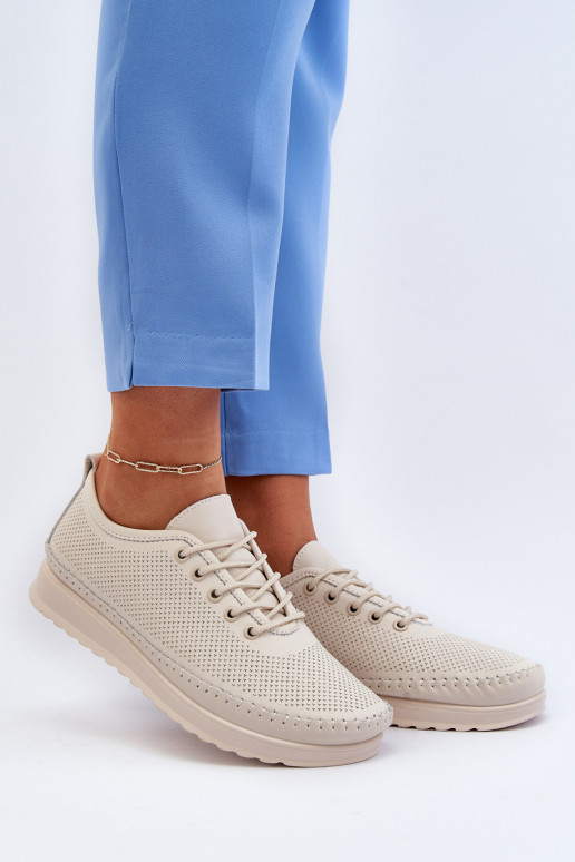 Kožené Sportovní Dámské Tenisky Beige Lalnai Kožené Sportovní Dámské Tenisky Beige Lalnai