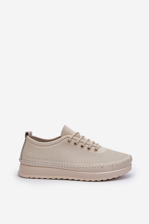 Kožené Sportovní Dámské Tenisky Beige Lalnai Kožené Sportovní Dámské Tenisky Beige Lalnai