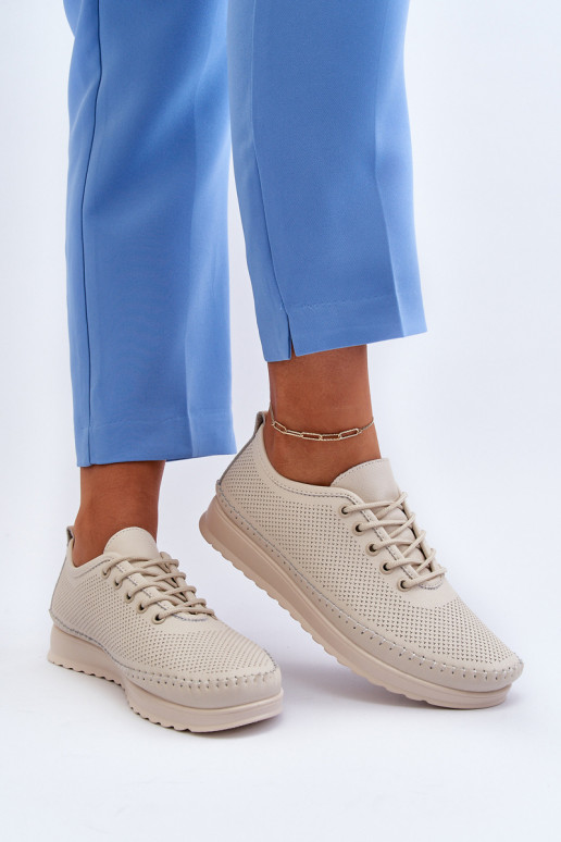 Kožené Sportovní Dámské Tenisky Beige Lalnai Kožené Sportovní Dámské Tenisky Beige Lalnai