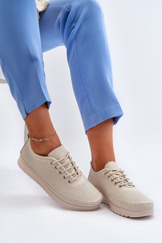 Kožené Sportovní Dámské Tenisky Beige Lalnai Kožené Sportovní Dámské Tenisky Beige Lalnai