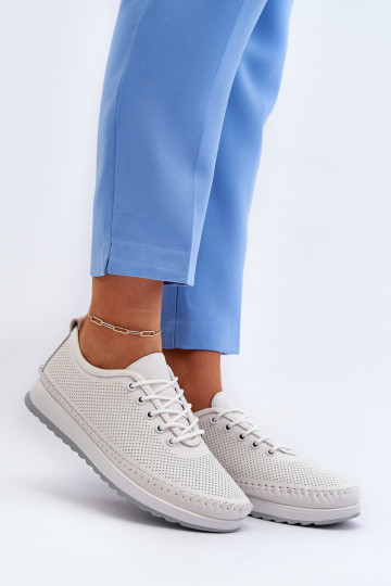 Kožené Sportovní Dámské Tenisky Beige Lalnai 2