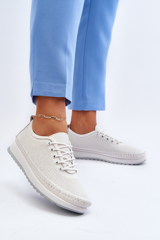 Kožené Sportovní Dámské Tenisky Beige Lalnai Kožené Sportovní Dámské Tenisky Beige Lalnai