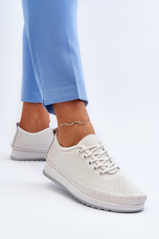 Kožené Sportovní Dámské Tenisky Beige Lalnai Kožené Sportovní Dámské Tenisky Beige Lalnai