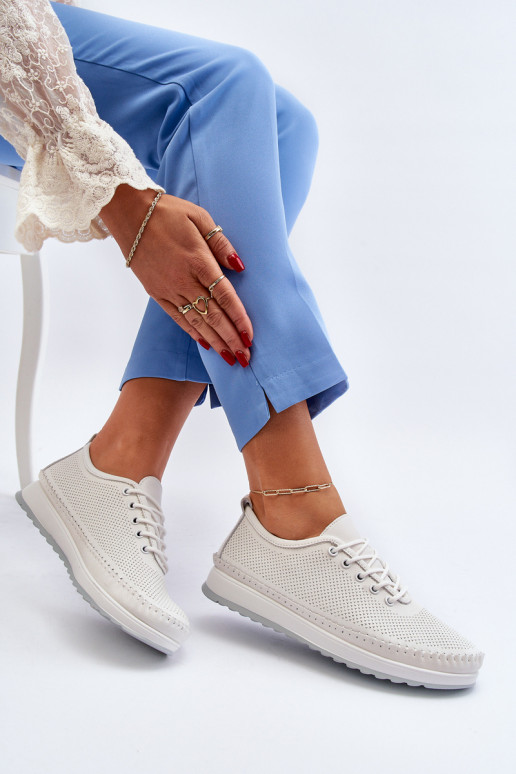 Kožené Sportovní Dámské Tenisky Beige Lalnai Kožené Sportovní Dámské Tenisky Beige Lalnai