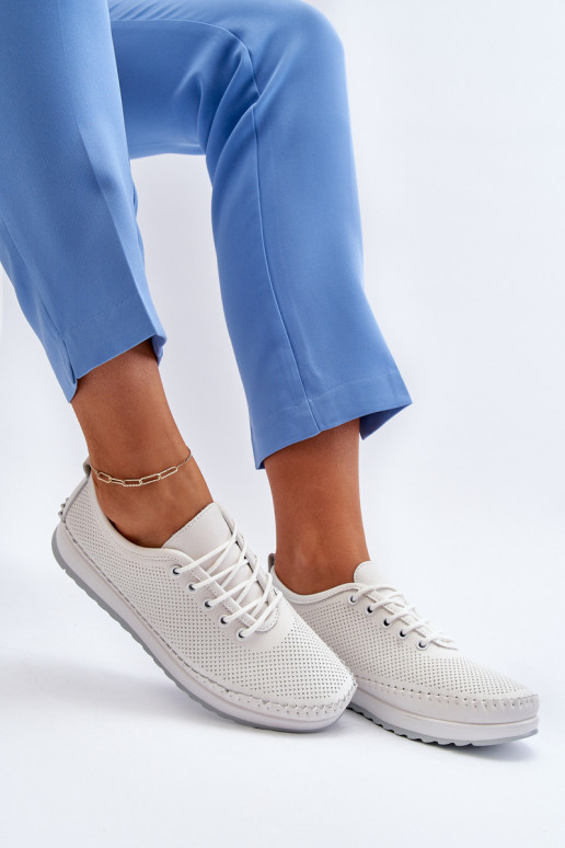 Kožené Sportovní Dámské Tenisky Beige Lalnai Kožené Sportovní Dámské Tenisky Beige Lalnai