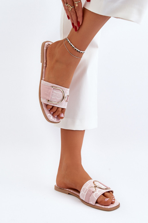 Lesklé Dámské Žabky S Ozdobou Růžové Taleci