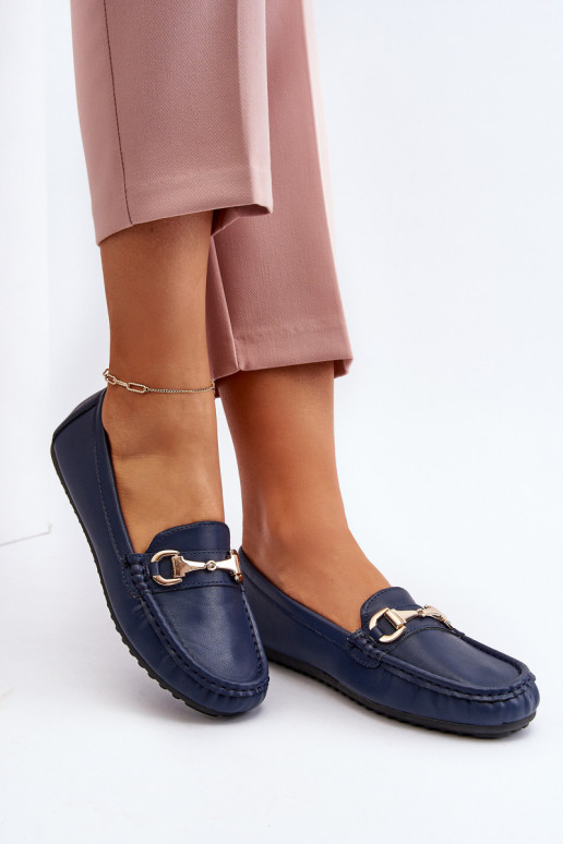 Dámské klasické mokasíny z ekokože v tmavě modré Demese