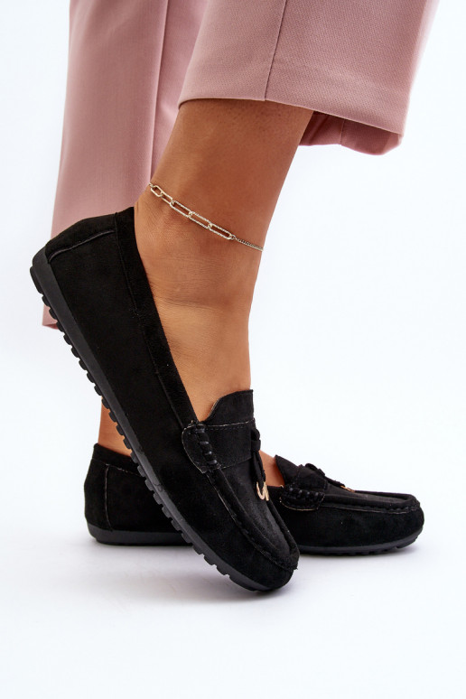Dámské klasické černé semišové mokasíny Ontala