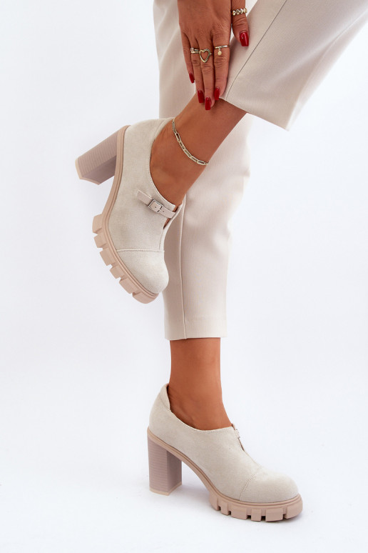 Dámské lodičky na vysokém podpatku světle béžové Tauina