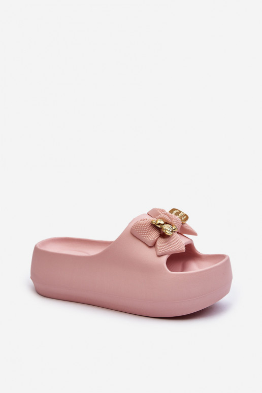 Dámské žabky s mašlí Růžové Salessa