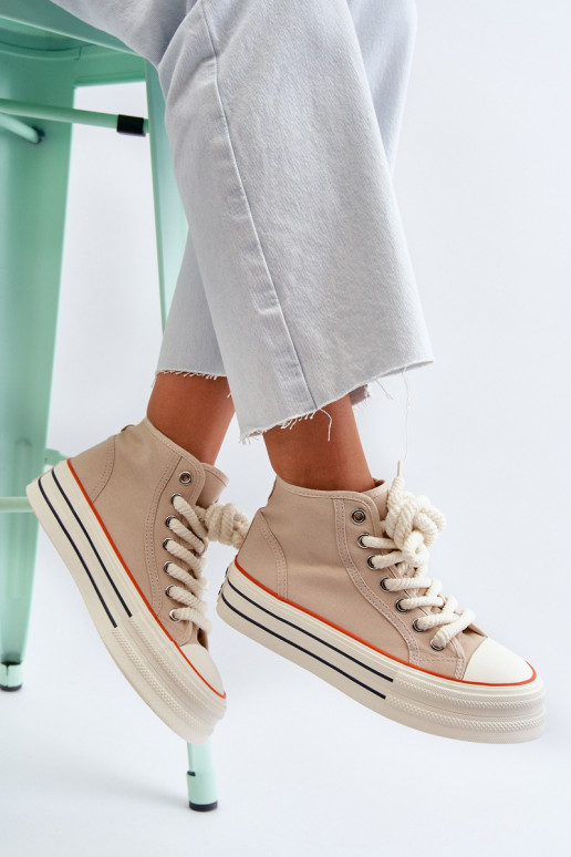 Dámské tenisky na platformě béžové Aineri