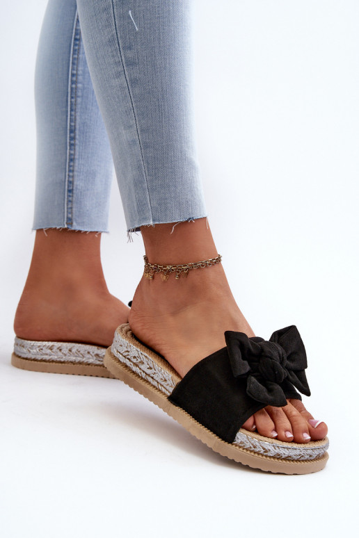 Dámské žabky na platformě s mašlí černé Aflia