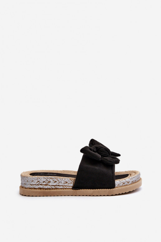 Dámské žabky na platformě s mašlí černé Aflia