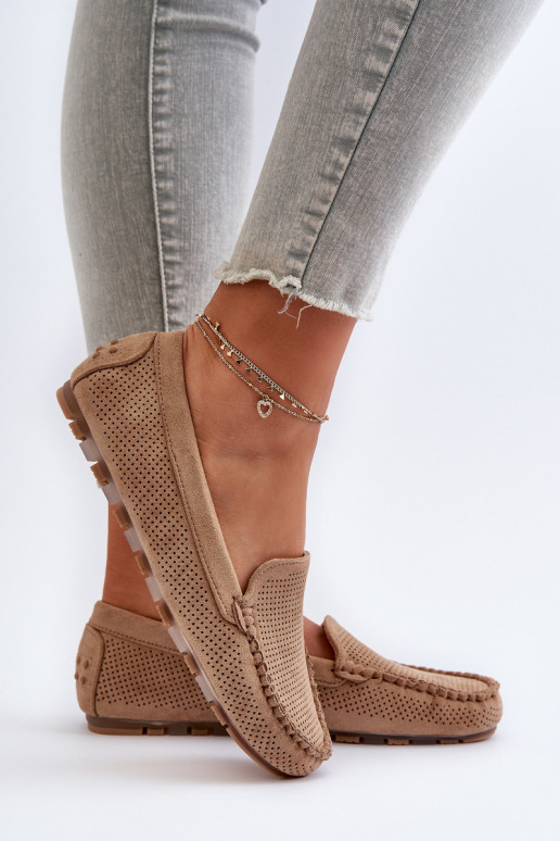 Dámské semišové mokasíny tmavě béžové Ranica