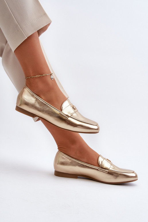 Dámské mokasíny na ploché podrážce zlaté Sylvaine