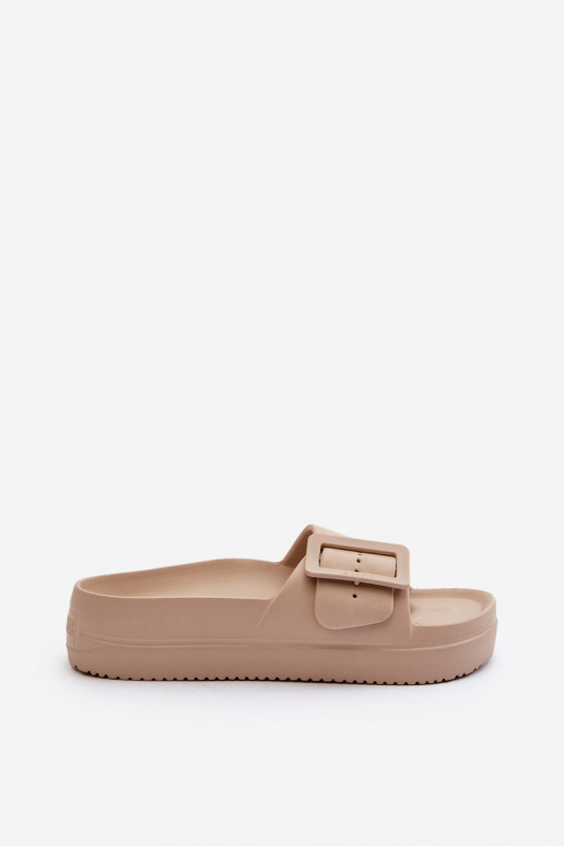 Dámské Pěnové Žabky Na Platformě S Sponou Big Star NN274A666 Béžové Dámské Pěnové Žabky Na Platformě S Sponou Big Star NN274A666 Béžové