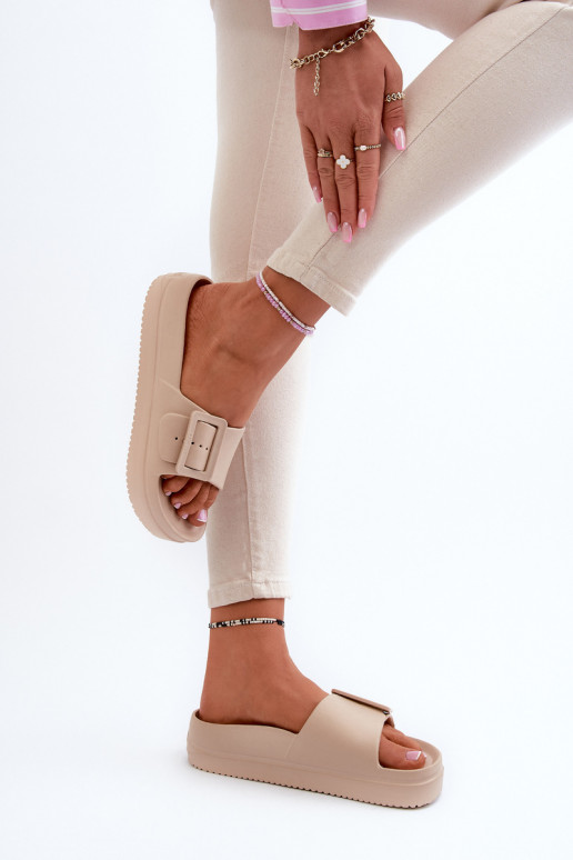 Dámské Pěnové Žabky Na Platformě S Sponou Big Star NN274A666 Béžové Dámské Pěnové Žabky Na Platformě S Sponou Big Star NN274A666 Béžové