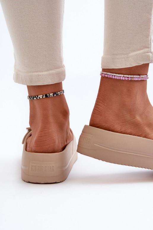 Dámské Pěnové Žabky Na Platformě S Sponou Big Star NN274A666 Béžové Dámské Pěnové Žabky Na Platformě S Sponou Big Star NN274A666 Béžové
