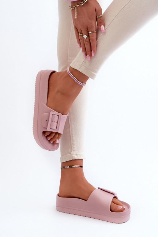 Dámské Pěnové Žabky Na Platformě S Sponou Big Star NN274A663 Růžové