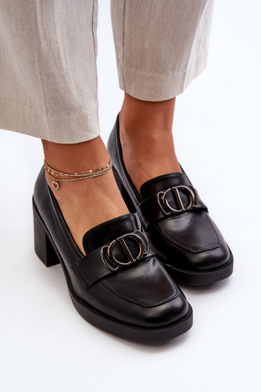 Dámské lodičky na podpatku s ozdobou černé Nedarea