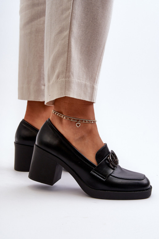 Dámské lodičky na podpatku s ozdobou černé Nedarea