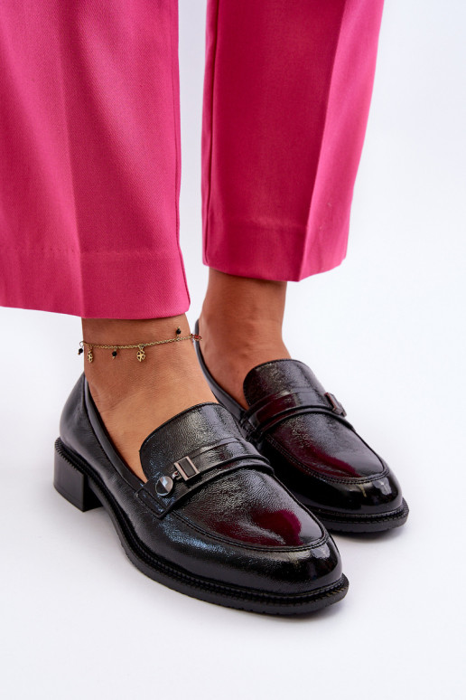 Dámské lakované mokasíny černé Nerilaja