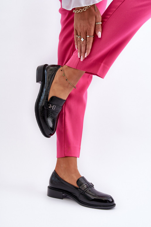 Dámské lakované mokasíny černé Nerilaja