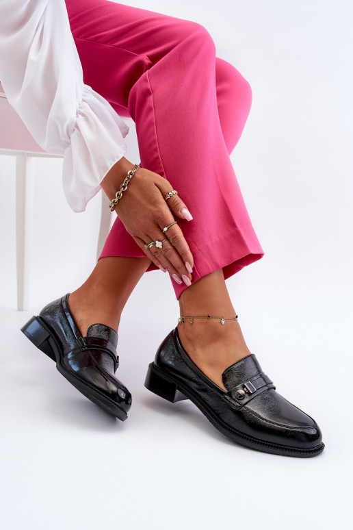 Dámské lakované mokasíny černé Nerilaja