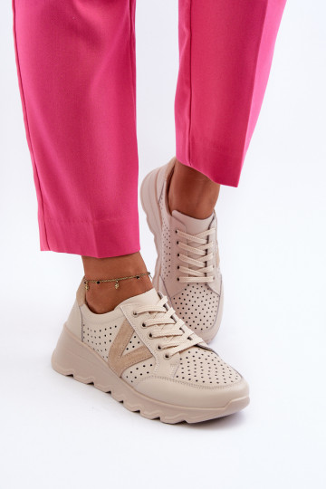 Dámské kožené lehké sportovní boty béžové Eleonori