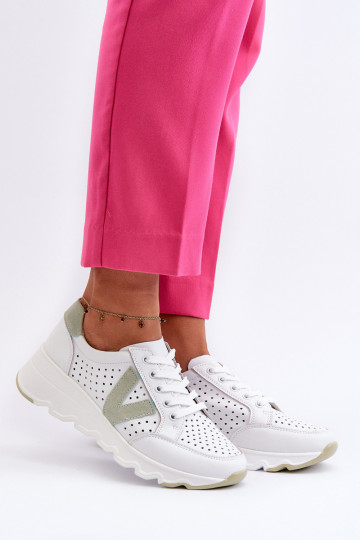 Dámské kožené lehké sportovní boty béžové Eleonori