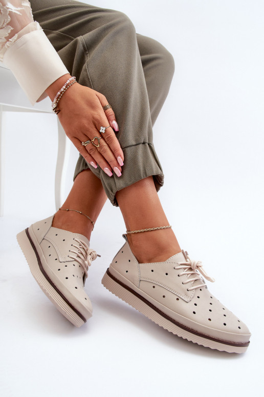 Bílé dámské kožené polobotky S.Barski LR182 Bílé dámské kožené polobotky S.Barski LR182