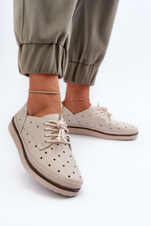 Bílé dámské kožené polobotky S.Barski LR182 Bílé dámské kožené polobotky S.Barski LR182