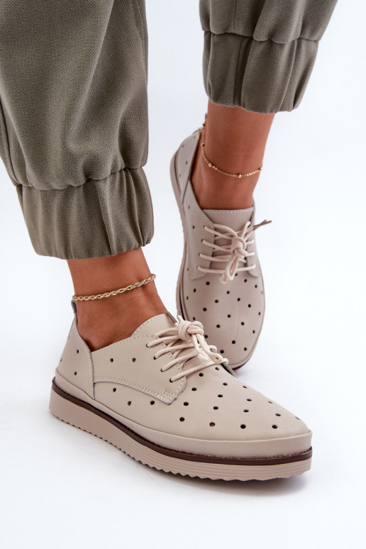 Bílé dámské kožené polobotky S.Barski LR182 Bílé dámské kožené polobotky S.Barski LR182