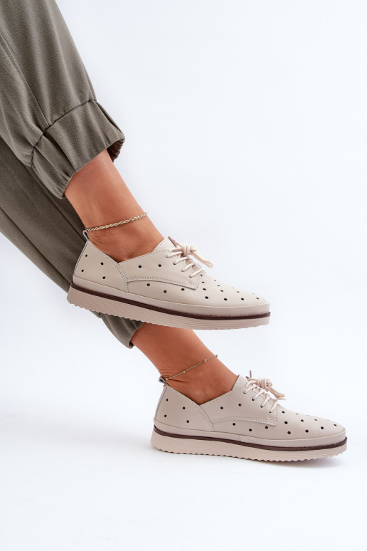 Bílé dámské kožené polobotky S.Barski LR182 Bílé dámské kožené polobotky S.Barski LR182