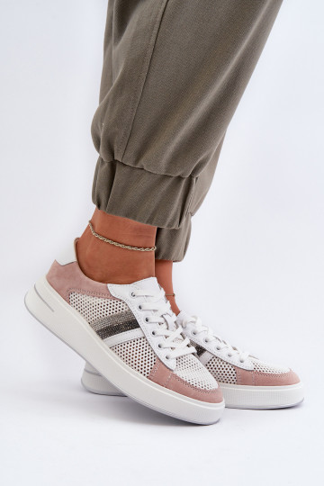 Dámské kožené tenisky D&A LR110 bílo-růžové 2