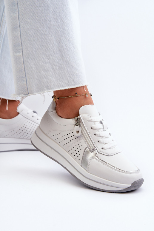 Dámské kožené tenisky na platformě bílé ligustr Dámské kožené tenisky na platformě bílé ligustr