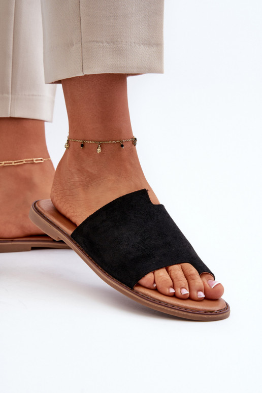 Dámské Semišové Holinky Japonky Černé Amite