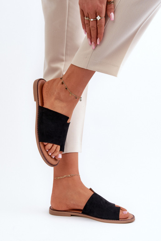 Dámské Semišové Holinky Japonky Černé Amite