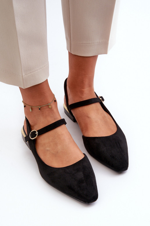 Dámské baletky na nízkém podpatku s odkrytou patou Sergio Leone SK831 černé