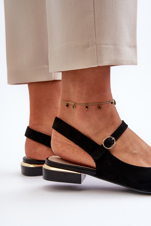 Dámské baletky na nízkém podpatku s odkrytou patou Sergio Leone SK831 černé