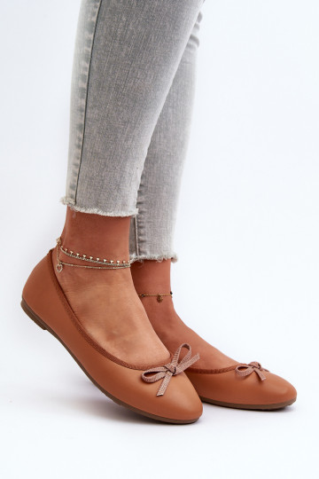 Baleríny z ekologické kůže s mašlí Camel Sandal 2