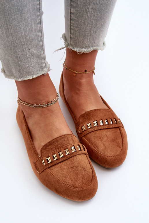 Lesklé dámské mokasíny s řetízkem Camel Aredilla