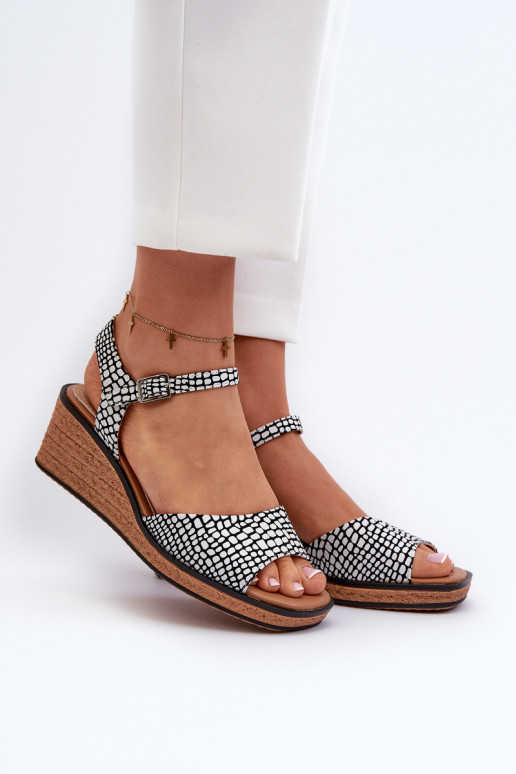 Dámské sandály Na Klinu Sergio Leone SK303 Černobílé